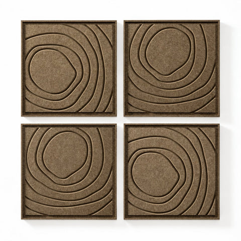 FeltArt 'Aura' set of 4 panels in the color olive mist, 60x60.