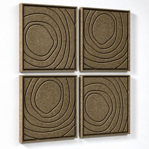 Side view of FeltArt 'Aura' set of 4 panels in the color olive mist, 60x60.