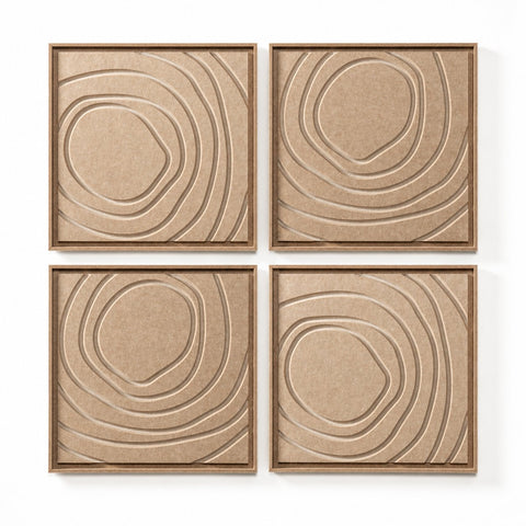 FeltArt 'Aura' set of 4 panels in the color pale sand, 60x60.