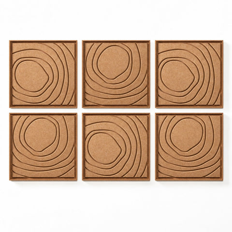 FeltArt 'Aura' set of 6 panels in the color soft dune, 60x60.