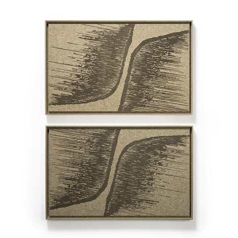 FeltArt 'Botany' in the color olive mist, 70x110, panels hung one above the other.