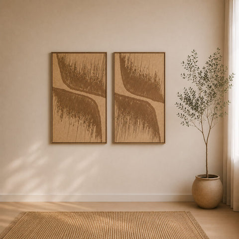 Interior with FeltArt 'Botany' in the color soft dune, 70x110.