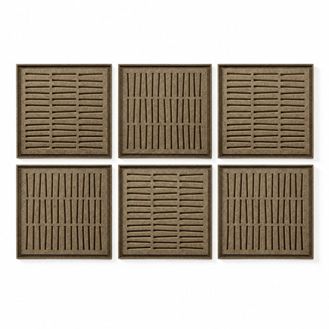 FeltArt 'Harmoni' set of 6 panels in the color olive mist, 60x60.
