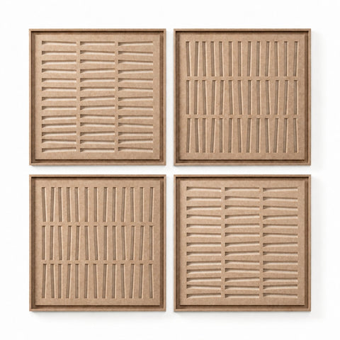 FeltArt 'Harmoni' set of 4 panels in the color pale sand, 60x60.