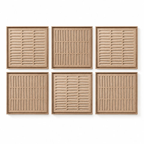 FeltArt 'Harmoni' set of 6 panels in the color pale sand, 60x60.