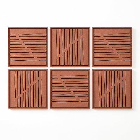 FeltArt 'Linoa' set of 6 panels in the color terra bloom, 60x60.