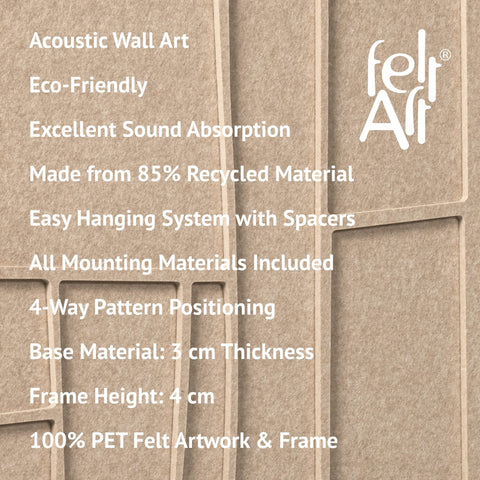 Key features of FeltArt 'Modura' in the color pale sand.