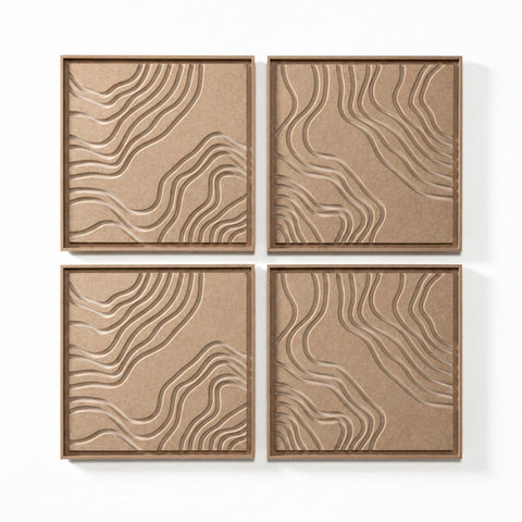 FeltArt 'Naturale' set of 4 panels in the color pale sand, 60x60.