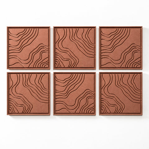 FeltArt 'Naturale' set of 6 panels in the color terra bloom, 60x60.