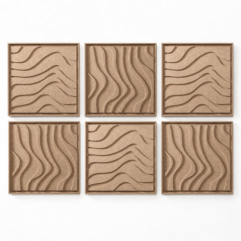 FeltArt 'Oasis' set of 6 panels in the color pale sand, 60x60.