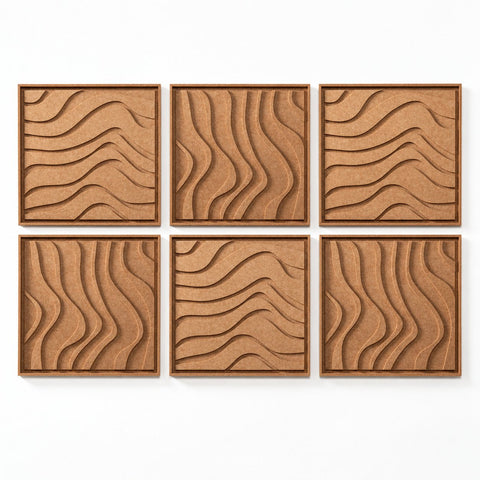 FeltArt 'Oasis' set of 6 panels in the color soft dune, 60x60.