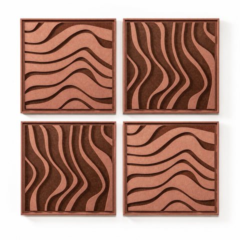 FeltArt 'Oasis' set of 4 panels in the color terra bloom, 60x60.
