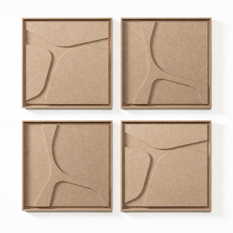 FeltArt 'Serene' set of 4 panels in the color pale sand, 60x60.