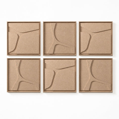FeltArt 'Serene' set of 6 panels in the color pale sand, 60x60.