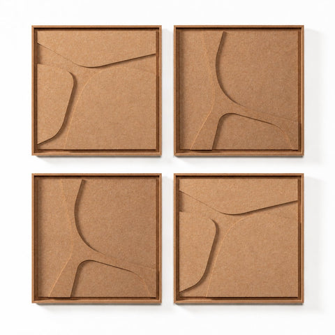 FeltArt 'Serene' set of 4 panels in the color soft dune, 60x60.