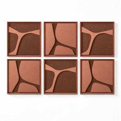 FeltArt 'Serene' set of 6 panels in the color terra bloom, 60x60.