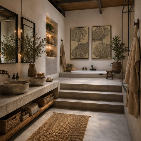 Interior with FeltArt 'Verdure' in the color olive mist, 70x110.