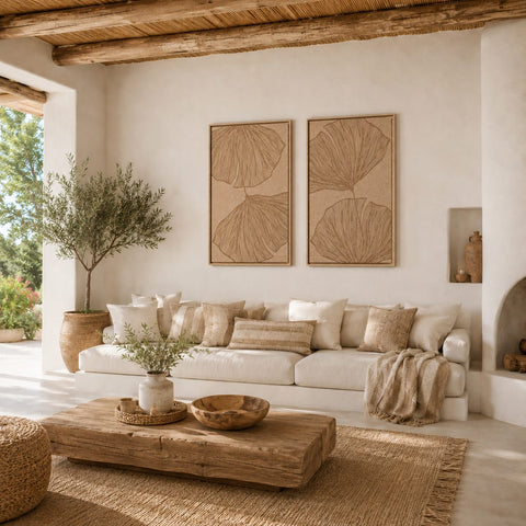Interior with FeltArt 'Verdure' in the color soft dune, 70x110.