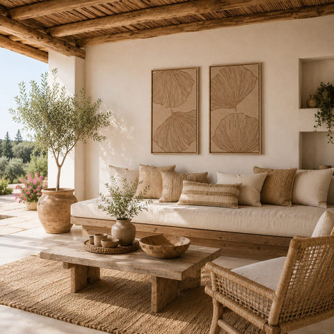 Interior with FeltArt 'Verdure' in the color soft dune, 70x110.