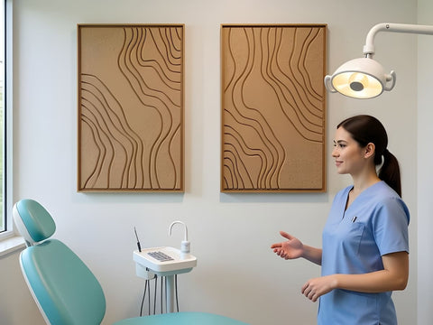 Acoustic wall panels for dental care and other medical practices