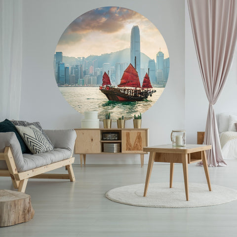 Wallpaper Circle - Skyline with Junk Boat