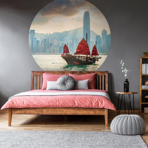 Wallpaper Circle - Skyline with Junk Boat