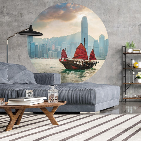 Wallpaper Circle - Skyline with Junk Boat