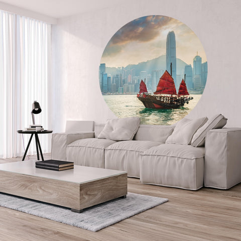 Wallpaper Circle - Skyline with Junk Boat
