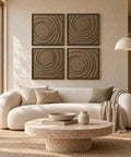 Interior with FeltArt 'Aura' set of 4 panels in the color olive mist, 60x60.
