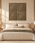 Interior with FeltArt 'Aura' set of 4 panels in the color olive mist, 60x60, second view.