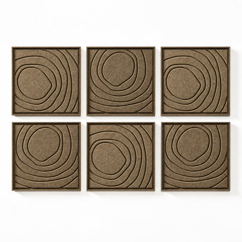 FeltArt 'Aura' set of 6 panels in the color olive mist, 60x60.