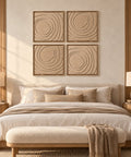 Interior with FeltArt 'Aura' set of 4 panels in the color pale sand, 60x60, second view.