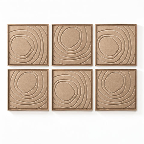 FeltArt 'Aura' set of 6 panels in the color pale sand, 60x60.