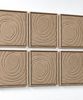 Side view of FeltArt 'Aura' set of 6 panels in the color pale sand, 60x60.