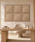 Interior with FeltArt 'Aura' set of 6 panels in the color pale sand, 60x60.