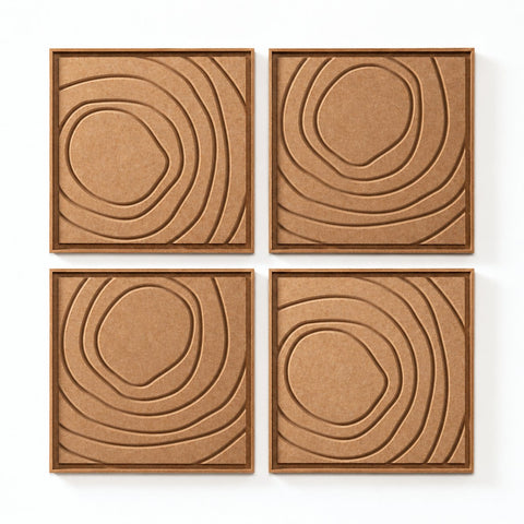 FeltArt 'Aura' set of 4 panels in the color soft dune, 60x60.