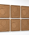 Side view of FeltArt 'Aura' set of 6 panels in the color soft dune, 60x60.