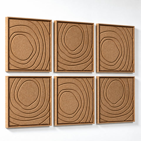 Side view of FeltArt 'Aura' set of 6 panels in the color soft dune, 60x60.