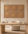 Interior with FeltArt 'Aura' set of 6 panels in the color soft dune, 60x60.