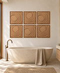 Interior with FeltArt 'Aura' set of 6 panels in the color soft dune, 60x60, second view.