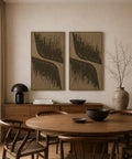 Interior with FeltArt 'Botany' in the color olive mist, 70x110.