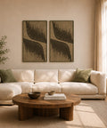 Interior with FeltArt 'Botany' in the color olive mist, 70x110.