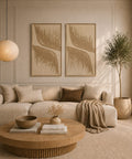 Interior with FeltArt 'Botany' in the color pale sand, 70x110.