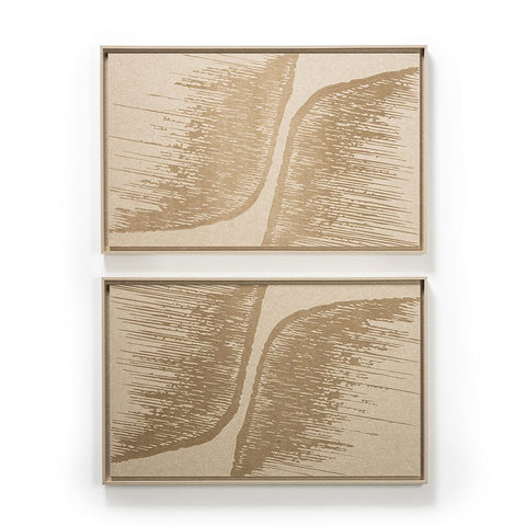 FeltArt 'Botany' in the color pale sand, 70x110, panels hung one above the other.