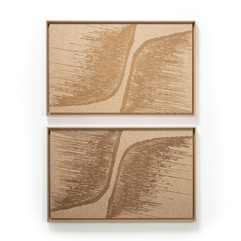 FeltArt 'Botany' in the color soft dune, 70x110, panels hung one above the other.