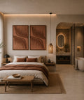 Interior with FeltArt 'Botany' in the color terra bloom, 70x110.