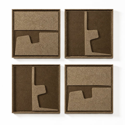 FeltArt 'Estile' set of 4 panels in the color olive mist, 60x60.