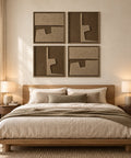 Interior with FeltArt 'Estile' set of 4 panels in the color olive mist, 60x60.