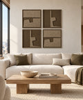 Interior with FeltArt 'Estile' set of 4 panels in the color olive mist, 60x60, second view.