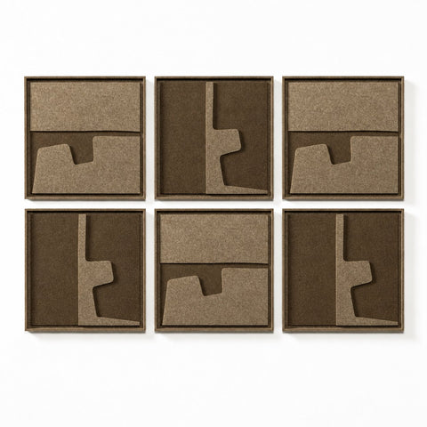 FeltArt 'Estile' set of 6 panels in the color olive mist, 60x60.
